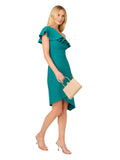 Adrianna By Adrianna Papell One Shoulder Sheath Mini Dress Deep Emerald Green 14