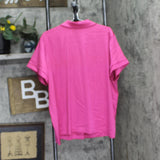 INC International Concepts Notch Collar Pajama Shirt Top Divine Berry Pink 2XL