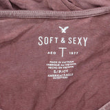 American Eagle Womens Soft & Sexy Stretch Tie Front Flowy Shirt Dusty Pink S