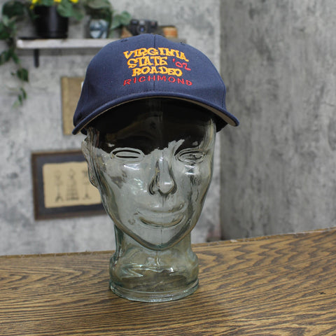 Zkapz Mens Vintage Fitted Virginia State Roadeo 2002 Baseball Hat Navy Blue S/M