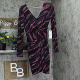 Siena Womens Metallic Side-Twist Long Sleeve Dress SATN1869 Purple Multi 6