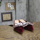 A New Day Gwen Rhinestone Bow Heels Velvet 94656736 Burgundy Red 6.5M