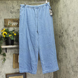 Future Collective Mid-Rise Wide Leg Denim Drawstring Pull-On Pants Light Blue L
