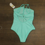 Salt + Cove Juniors Double Keyhole One-Piece Swimsuit 807149 Aqua Blue Green M
