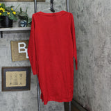 Ny Collection Women's Boat Neck Front Ruched Sweater Dress MSVD0433 Red XL