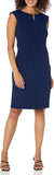 Kasper Womens Notched-Neck Sheath Dress 10814688 Navy Blue 18