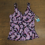 Swim Solutions Swim Bikini Paisley-Print Tankini Top Dancing Paisley Black 16