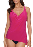 Magicsuit Solid Cowl Neck Underwire Tankini Swim Top 6006076 Ruby Pink 10