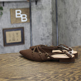 A New Day Twiggy Multi Buckle Mini Heel Flats 94303760 Brown 8.5M