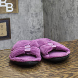 Isotoner Terry Double Band Non-Slip Slippers Purple 7.5-8