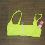 Xhilaration Juniors Zip Front Bralette Bikini Top 76565817 Neon Yellow M