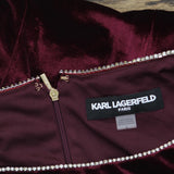 Karl Lagerfeld Puff Sleeve Stretch Velvet Body Sheath Dress Barolo Wine Red 8