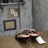 A New Day Womens Gwen Rhinestone Bow Heels Velvet 94656744 Burgundy Red 11M