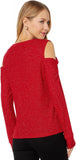 Tommy Hilfiger Womens Long Sleeve Could Shoulder Top Scarlet Red / Gold XL