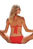 Becca Delilah Halter Bikini Swim Top 613157 Fire Red M