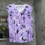 Kasper Keyhole Knit Floral Print Blouse Top Lavender Mist Purple Multi 2X
