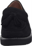 Franco Sarto Womens Carolynn Lug Sole Loafer with Tassel Detail Black Suede 8.5M