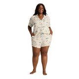 Auden Tis the Skison Holiday Collar Top and Shorts Pajama Set Cream Off White S
