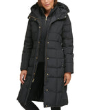 Cole Haan Womens Dramatic Hood Down Alternative Outerwear Coat Deep Black S