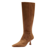 COACH Raquel Sue Suede Heeled Knee-High Boots CW984 Cedar Brown 10B