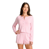 Auden Variegated Ribbed Button Down Pajama Cardigan 94629500 Pink M