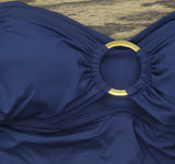Bleu by Rod Beattie Bandeau Tankini Swim Top with Removable Strap Navy Blue 8