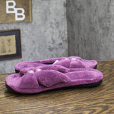 Isotoner Terry Double Band Non-Slip Slippers Purple 7.5-8