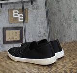 White Mountain Womens Slip-On Stretch Bling Sneaker Black 10M