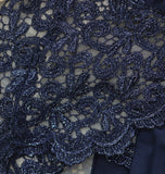 X By Xscape Plus Size Ruched Lace Gown Dress XC121W Navy Blue 14W