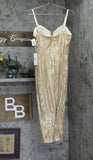 Siena Womens Sequined Spaghetti Strap Sweetheart Neck Midi Dress Gold Yellow 8
