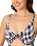 Salt + Cove Juniors Cutout Plaid One-Piece Swimsuit Black / White Print M