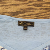 DG2 by Diane Gilman Burnout Print Sequin T-Shirt Top Chambray Paisley Blue 2X