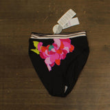 Trina Turk Womens Bougainvillea Reversible High-Waist Swim Bottom Black Multi 6