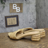 A New Day Womens Fay Heels Block Heel Raffia Sandals 94834805 Natural Brown 8M