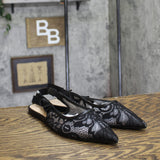 A New Day London Lace Slingback Bow Flats 94303528 Black 9.5M
