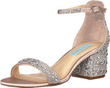 Betsey Johnson Womens Mari Heeled Sandal Block Heel SB-MARI Champagne Brown 6.5M