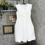 French Connection Womens Lined A-Line Ruffle Babydoll Woven Dress White 8