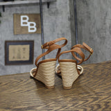 A New Day Womens Tish Single Band Ankle Strap Wedge Heels 93320408 Tan Brown 8M