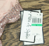 Alex & Sophia Juniors Faux-Peal-Trim Sequin Mini Skirt Dusty Pink Pearl L