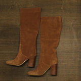 Michael Michael Kors Womens Suede Leigh Boot Dress Block Heel Luggage Brown 9M