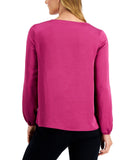 Kasper Womens Woven Tie-Neck Blouse 10811936