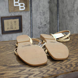 A New Day Women's Luisa Ankle Strap Thong Sandals 89529909 Beige Brown 9.5M