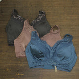 Rhonda Shear 3-Pack Lace Pinup Bras with Removable Pads Dusty Brown Multi 2X