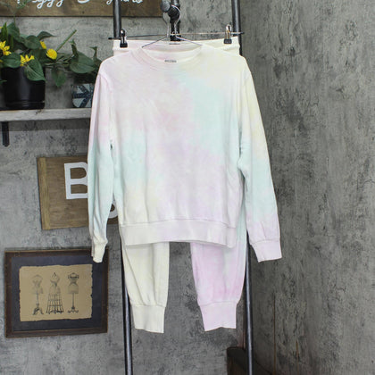 Gap Womens 2-Piece Fleece Lounge Set Pants Top Pink Tie Dye Multi XS