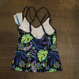 Beach House Sport Womens Mesh Lined Propel Swim Tankini Top Black Multi 12