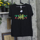 La Pop Art Juniors Graphic Zion Lion 'Love' V Neck T Shirt Black Multi 2XL