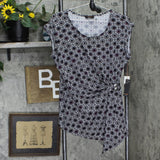 Flyo Womens Knit Faux Wrap Blouse Shirt Top 167106d6b6e4ca Purple Gray Multi M