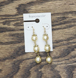 Francesca's Dangly Drop Pearl Earrings Gold / Yellow 2.5"