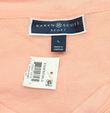 Karen Scott Hi-Low V-Neck Ribbed Long Sleeve Top 100135720MS Coral Ice Pink L