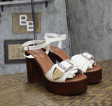 Madden Girl Womens Vivv Block Heeled Sandal Heels VIVV01J1 Bone Paris Brown 8.5M